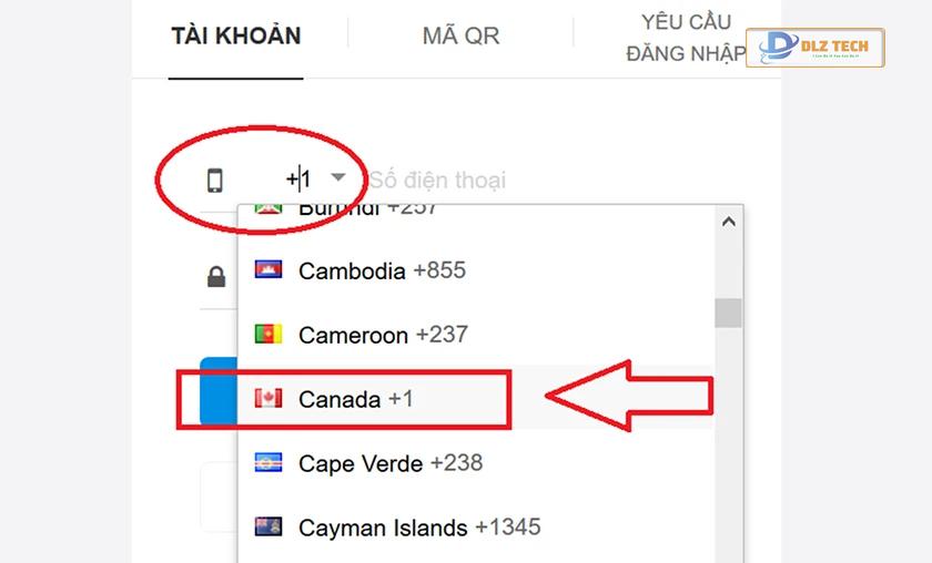 chọn Canada.
