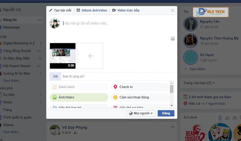 Đăng video lên Facebook bằng máy tính 4k full HD