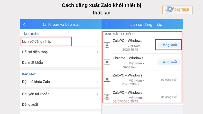 Làm sao để đăng xuất trên thiết bị khác khi mất điện thoại