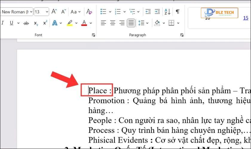 Vị trí cần ngắt section