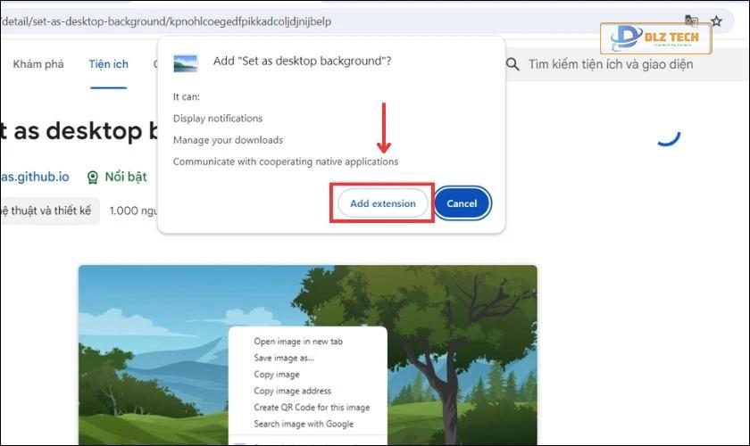 Nhấn vào nút Add extension