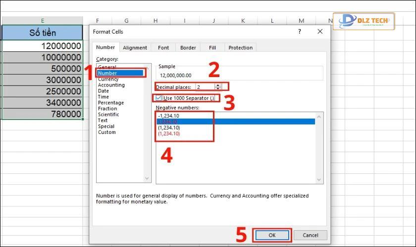 chọn kiểu number thích hợp