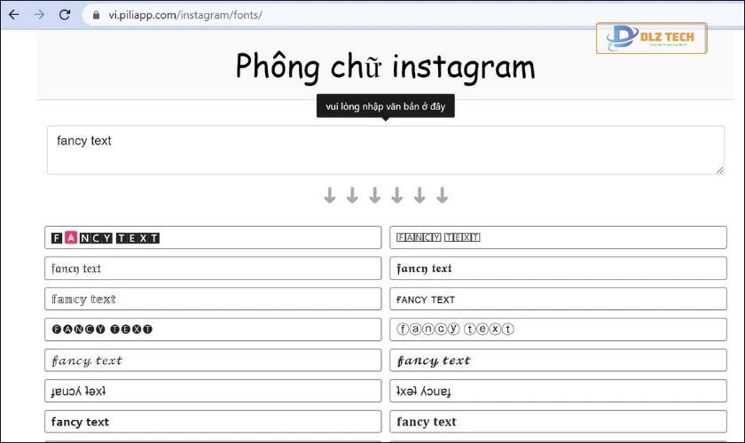 Piliapp - Nơi tạo font chữ độc đáo