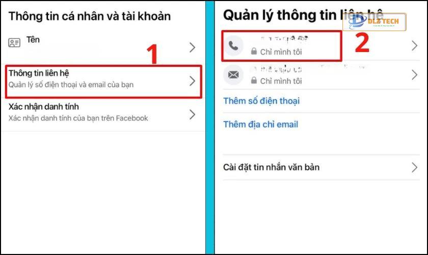Chọn Thông tin liên hệ
