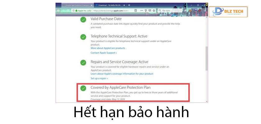 Chú ý đến dòng Coverage end date