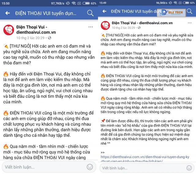 Bài viết Facebook (Trước - Sau)