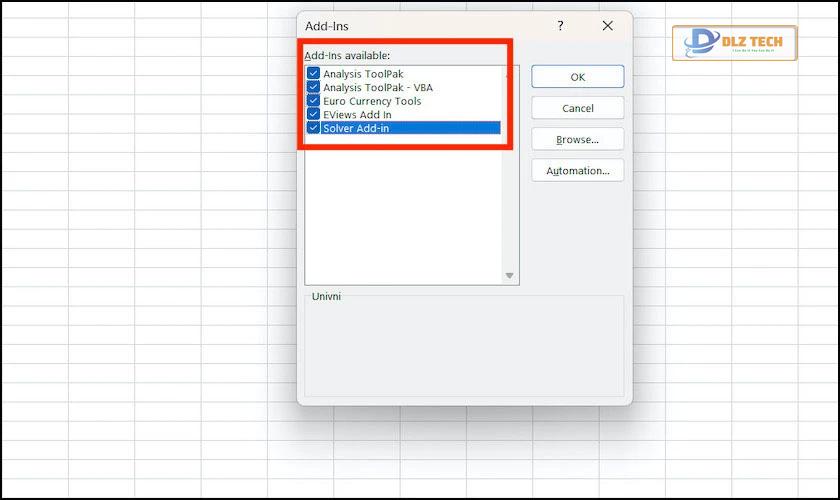Xóa Add-ins ra khỏi Excel
