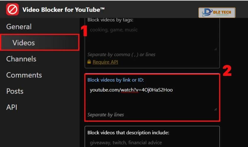 Dán link video