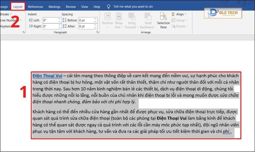 Cách chia cột trong Word