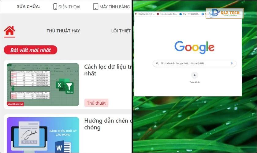 Chia cửa sổ làm việc thành nhiều phần thuận tiện