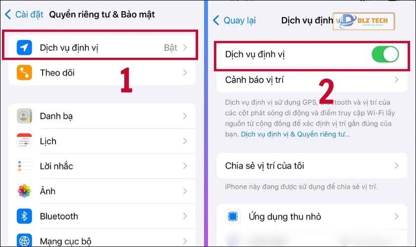 Cách bật tính năng định vị trên điện thoại iPhone