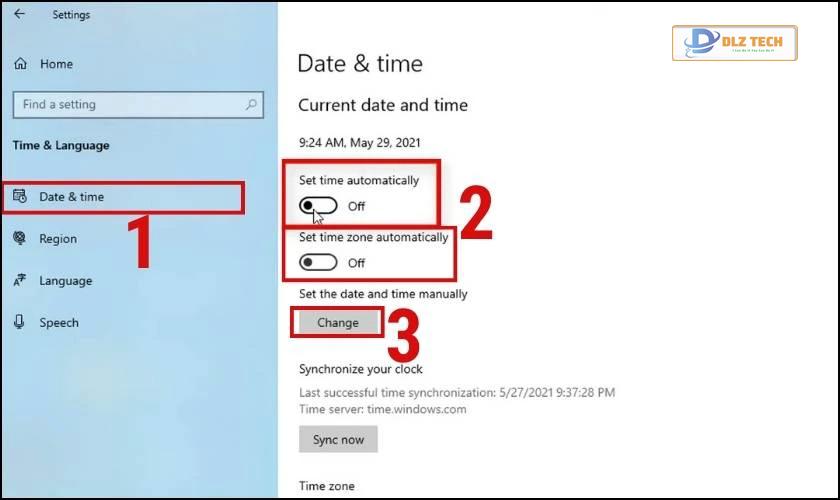 Cách chỉnh date time thủ công trên laptop
