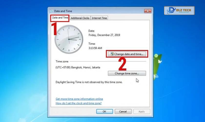 Cách chỉnh giờ thủ công trên win 7