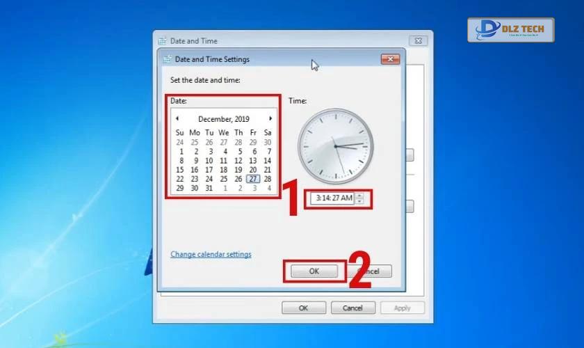 Điều chỉnh date time trên win 7