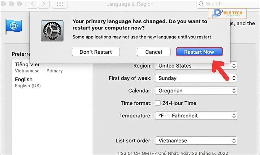 Chọn Restart Now và đợi laptop của bạn khởi động lại