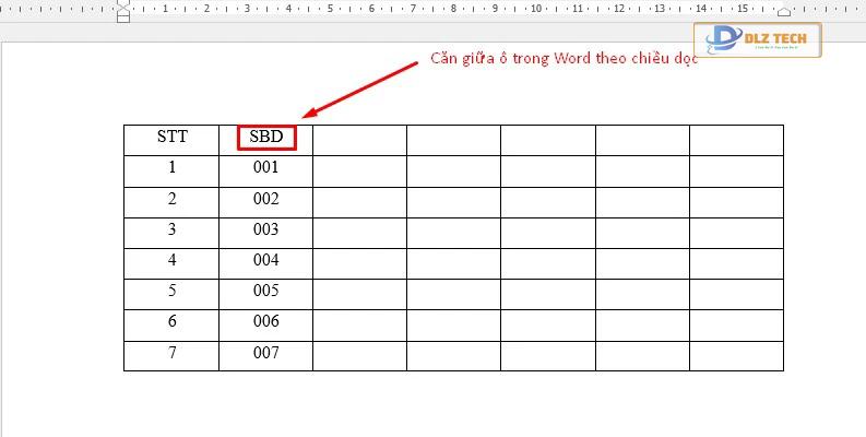 Căn giữa ô trong Word theo chiều dọc (Align Top Center)