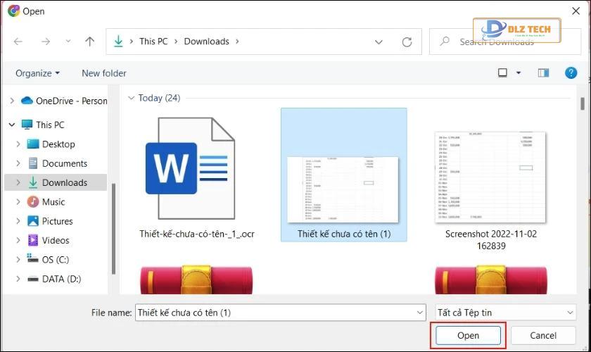 chọn file ảnh cần chuyển đổi từ jpg sang excel
