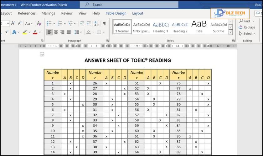 Kết quả chuyển file Excel sang Word giữ nguyên định dạng