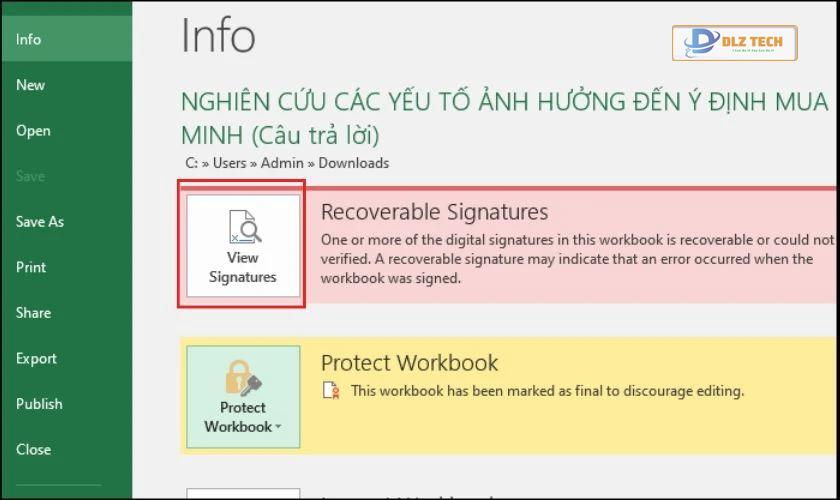Chọn Views Signatures để xem chữ ký ẩn
