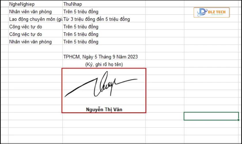 Cách chèn hình ảnh chữ ký tay, con dấu vào Excel