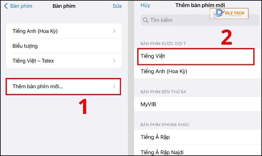 Nhấn chọn Thêm bàn phím mới