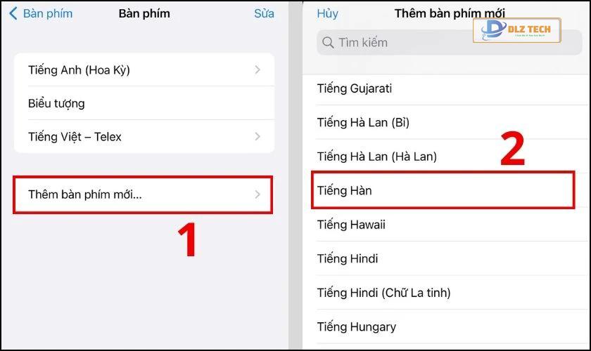 Bấm vào mục Thêm bàn phím mới