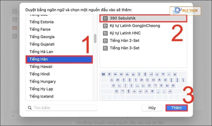 Thêm bàn phím tiếng Hàn trên macOS