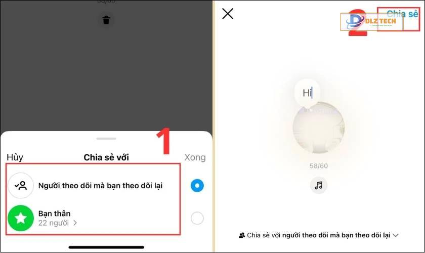 Nhấn Chia sẻ để hoàn thành ghi chú