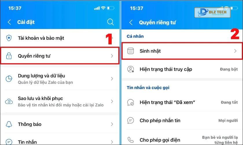 Các bước thực hiện cách ẩn ngày sinh nhật trên Zalo