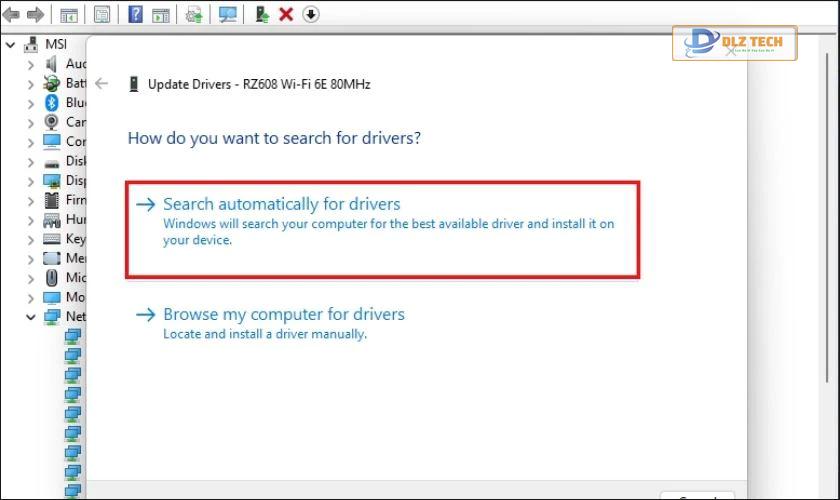 Nhấn vào Search Automatically for drives để tìm bản cập nhật mới