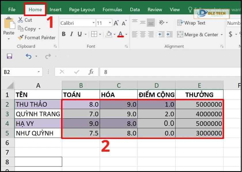 ẩn số 0 bằng conditional Fomatting