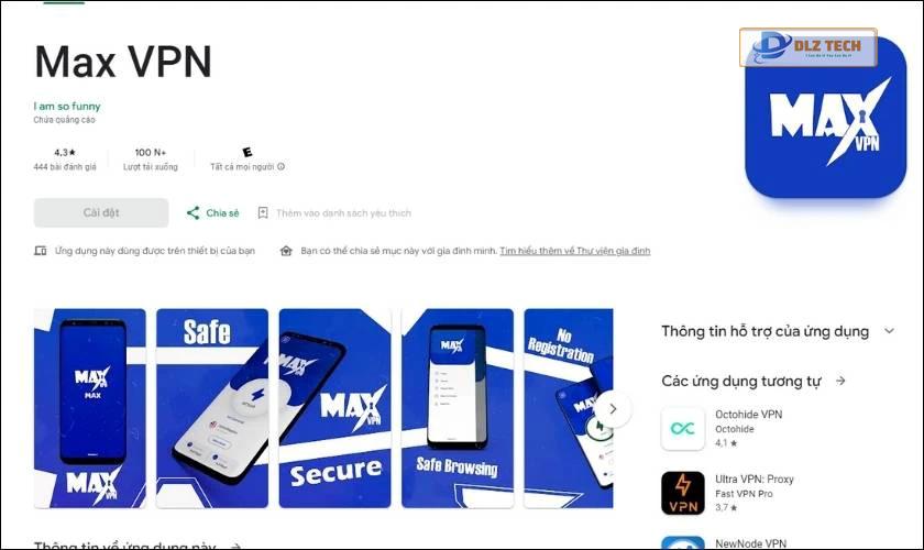Ứng dụng Max VPN chặn quảng cáo YouTube
