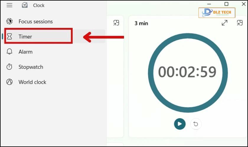 Mở ứng dụng Timer trên máy tính