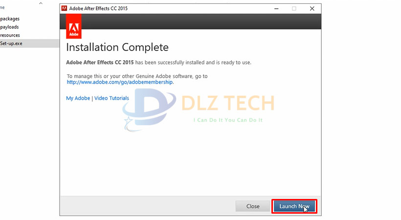 Tiếp tục chọn Launch Now. Hướng dẫn cài đặt After Effects 2015 chi tiết