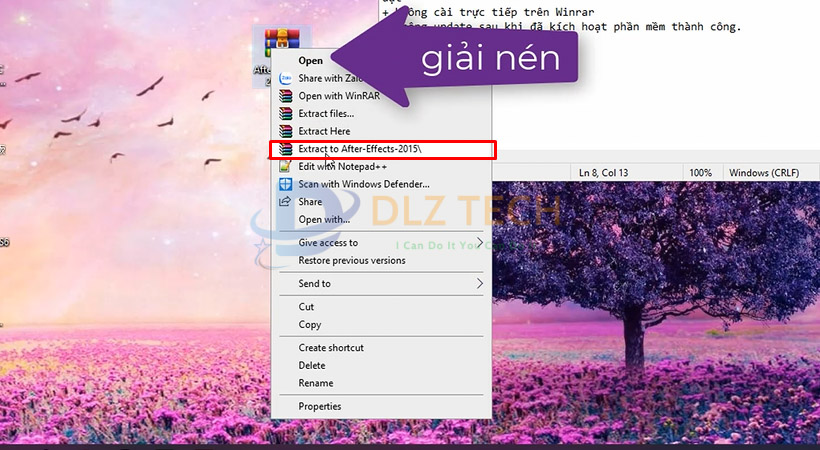 Giải nén file cài đặt phần mềm After Effects 2015.