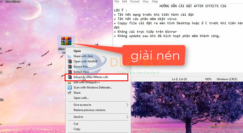 Giải nén file cài After Affects CS6 sau khi đã tải về.