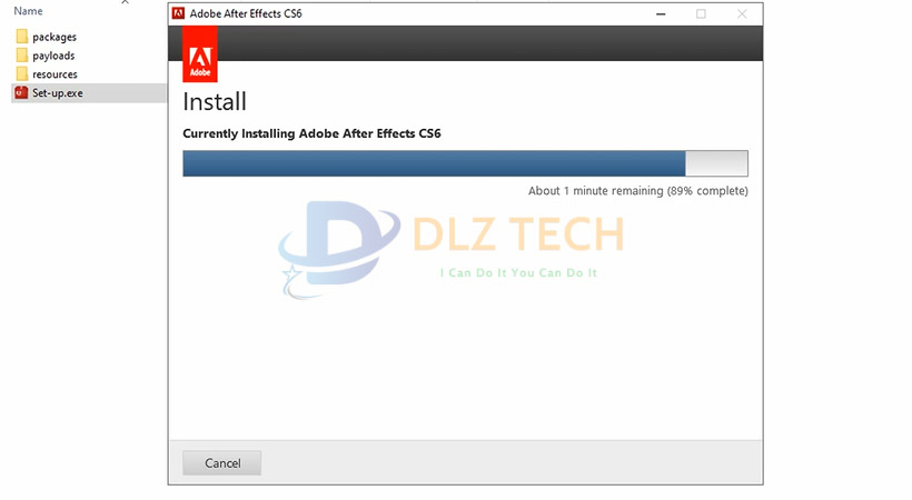 Đợi cài After Effects cs6 vào máy.