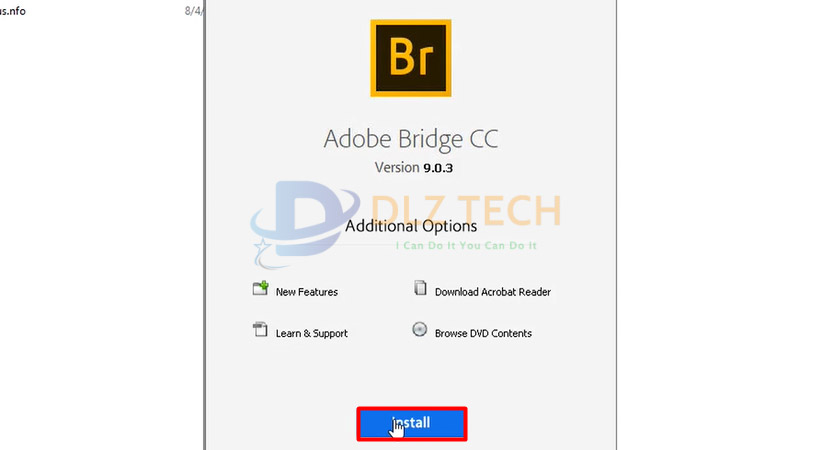 Tiến hành chọn Install để cài Adobe Bridge 2019.